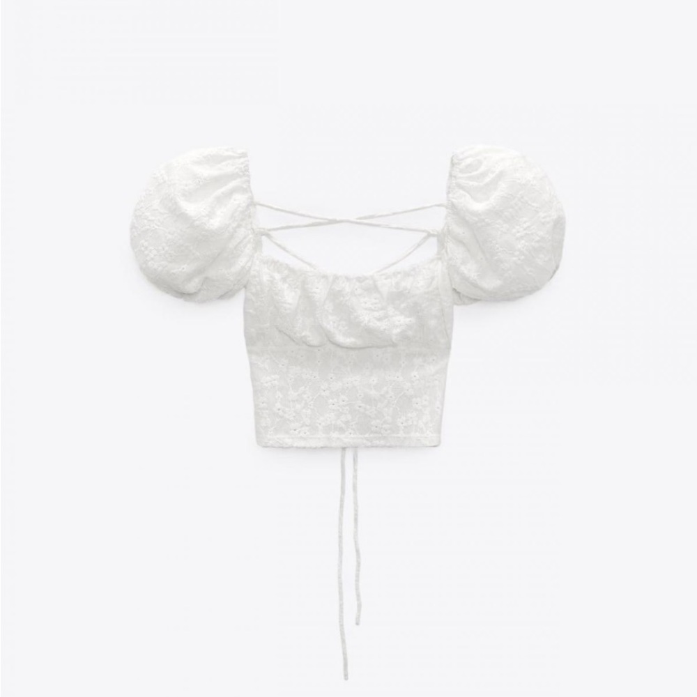 ZARA Crop Top with Puff Sleeves - size M